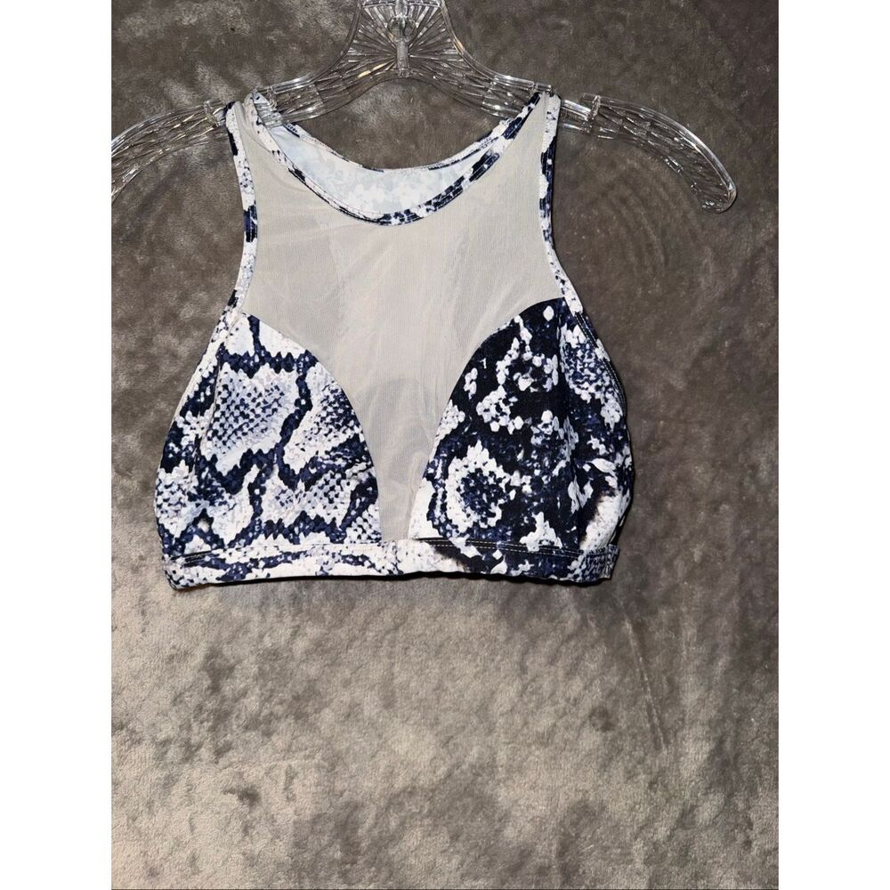 Varley Sheer Chest Snake Skin Print Unpadded Lined Sports Bra Small